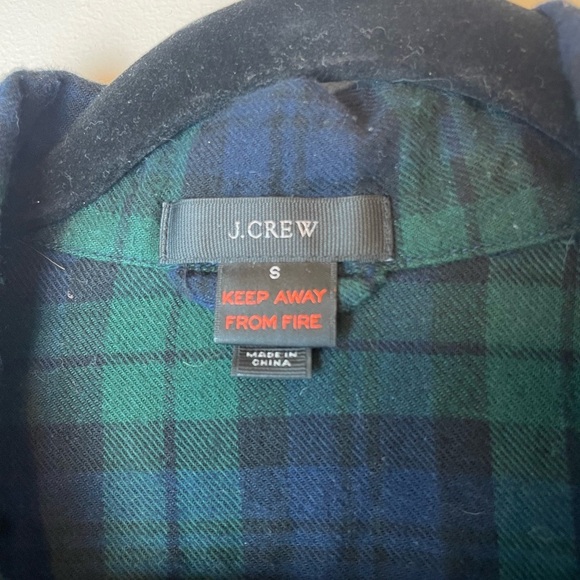 J. Crew Women’s Green and Blue Plaid Pajama Shirt Button Up Size Small - Picture 2 of 10